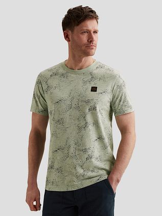 PME Legend Slub Jersey T-Shirt Allover Print Cameo Green