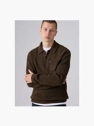 Levi's Longsleeve Half Zip Polo Shirt Brown