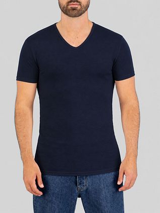 Garage Stretch Basic T-Shirt Dunkelblau V-Ausschnitt