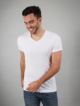 Suitable Vita T-Shirt V-Ausschnitt Weiß 2-Pack