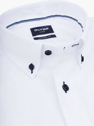 OLYMP Luxor Hemd Contrast Buttons Weiß