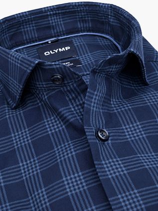 Olymp Smart Business Overhemd Ruit Donkerblauw