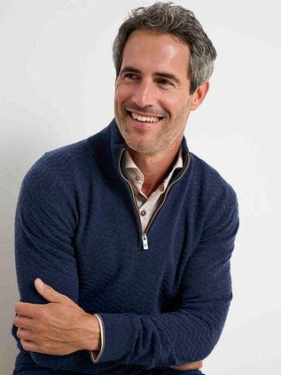 R2 Pullover Halfzip Weave Structure Navy