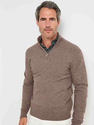 R2 Pullover Halfzip Weave Structure Taupe