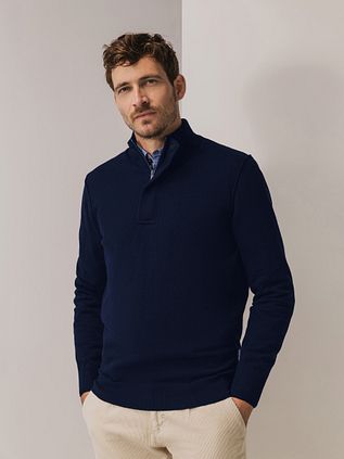 State Of Art Half Zip Trøje Wool Blend Marineblå