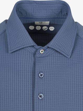 R2 Overhemd Seersucker Korte Mouwen Navy