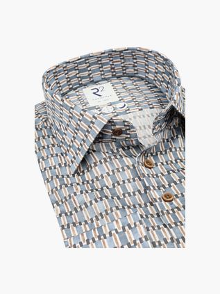 R2 Amsterdam Poplin Shirt Print Blue