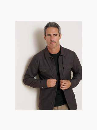 R2 Overshirt Button Herringbone Brown
