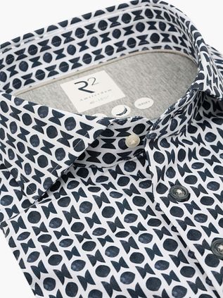 R2 Amsterdam Hemd Jersey Print Navy