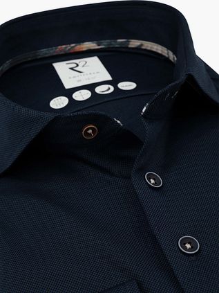 R2 Hemd Knitted Dobby Navy