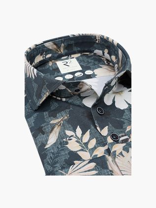 R2 Overhemd Knitted Sorona Bloemenprint Navy