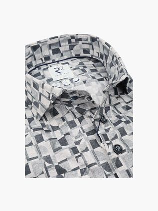 R2 Amsterdam Poplin Shirt Print Grey