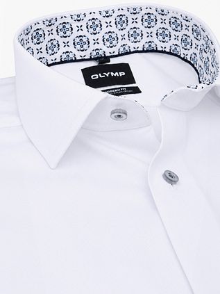 Olymp Luxor Chemise Fine Herringbone Blanc