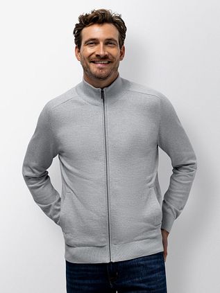 State of Art Cardigan Zip mouline mid blue