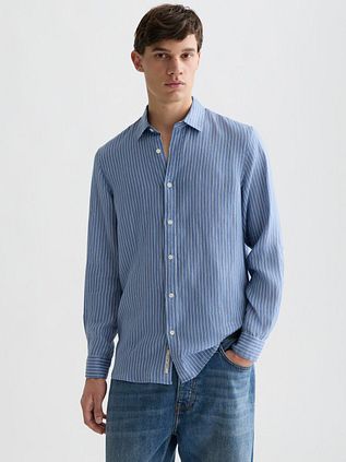 Scotch and Soda Leinenhemd Streifen Blau