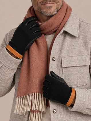 Hestra Gloves Wool Tricot Leather Black