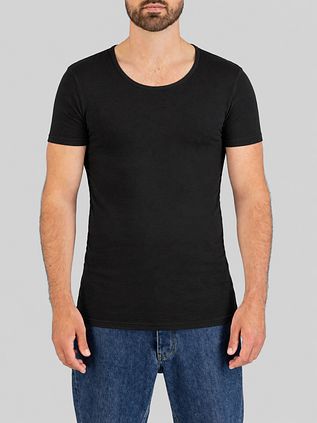 Garage Stretch Basic Black Deep O-Neck