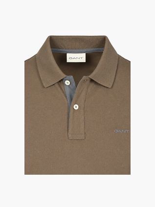 Gant Contrast Piqué Polo Shirt Faded Taupe