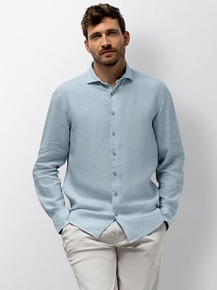 State Of Art Shirt Linen Light Blue