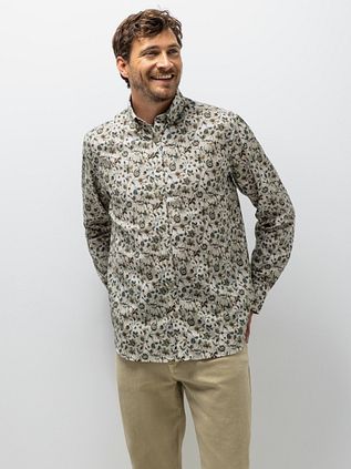 State Of Art Shirt Leaf Print Green