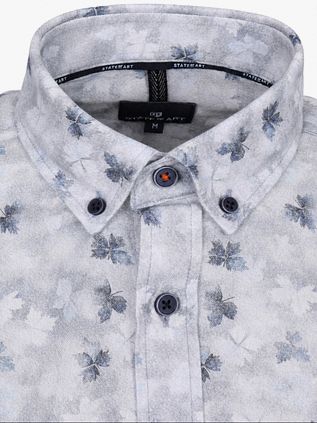 State of Art Shirt Leaf Print Grey Blue