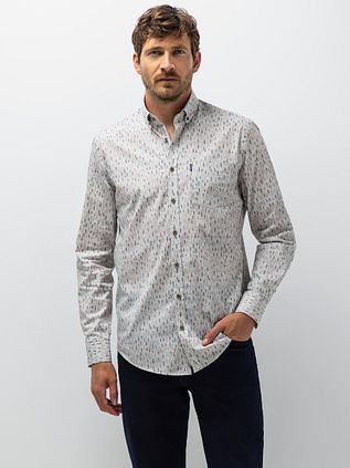 State of Art Skjorte Poplin Print Beige Multicolor