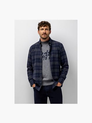 State of Art Shirt Yarn Dyed Checked Grey on Navy