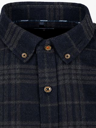 State of Art Hemd Garngefärbt Kariert Grau auf Navy