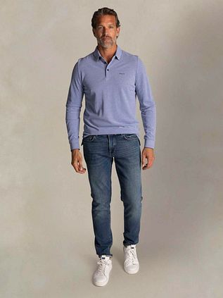 NZA Longsleeve Polo Hamton Piqué Blau