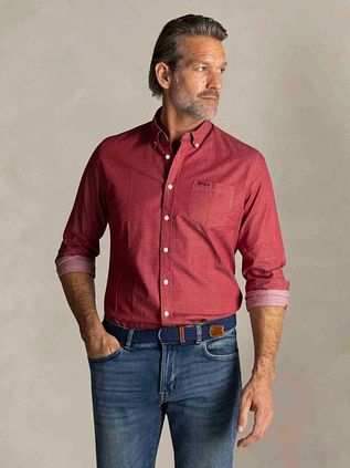 NZA Shirt James Twill Melange Red