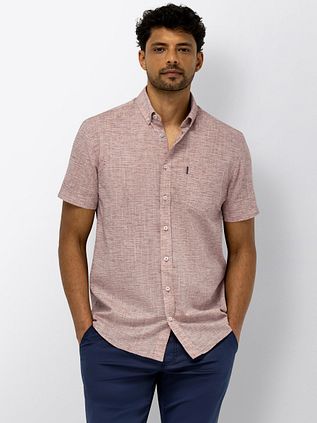 State of Art Short Sleeve Shirt Faux Stripe Burgundy