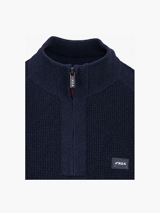 NZA Half Zip Slub Navy Knit Oxford