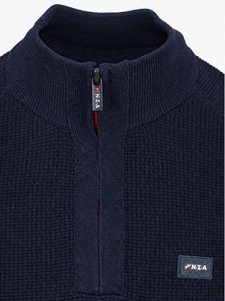 NZA Half Zip Slub Navy Knit Oxford