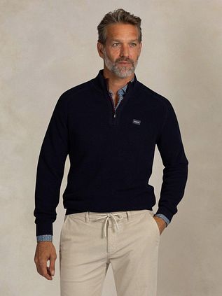 NZA Half Zip Slub Navy strikket Oxford