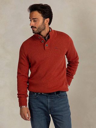 NZA Pullover Mocker Eltham Knit Melange Rusty Orange