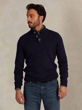 NZA Pullover Mocker Eltham Knit Melange Oxford Navy