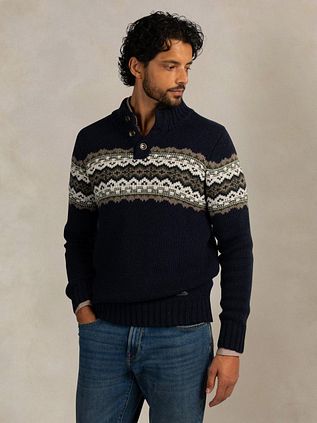 NZA Pull Nordic Mélange de laine Bleu marine
