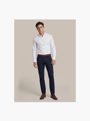 Suitable Meleret Skjorte Hvid