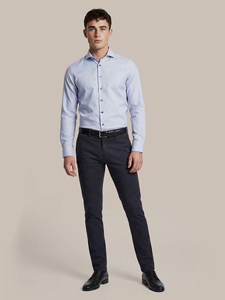 Suitable Skjorte Jacquard Luxe Blå