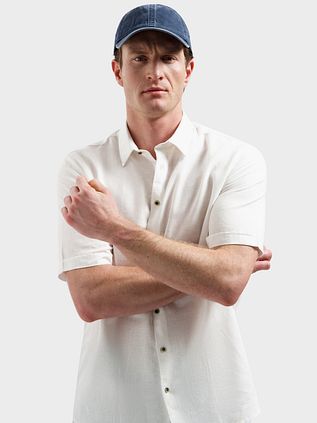 No Excess Short Sleeve Overhemd Linen Blend Wit