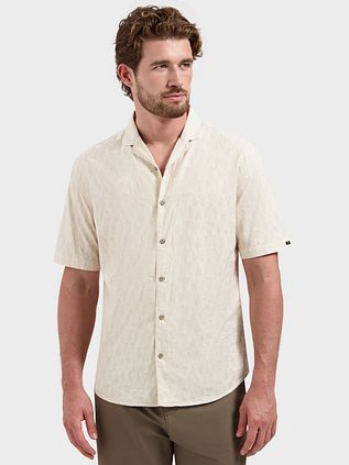 No Excess Short Sleeve Jacquard Shirt Ecru