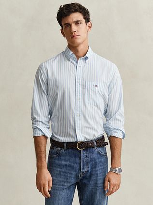GANT Skjorte Stripet Poplin Classic Blå