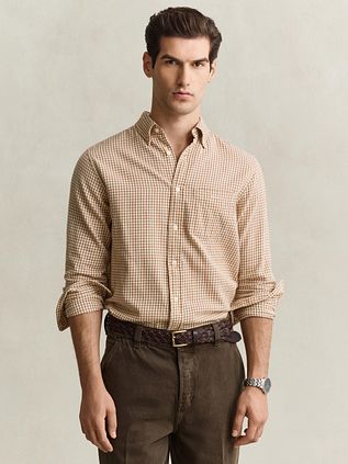 Gant Overhemd Flanel Ruit Caramel