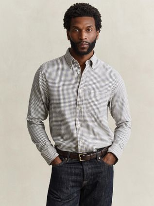 Gant Overhemd Flanel Ruit Blauw
