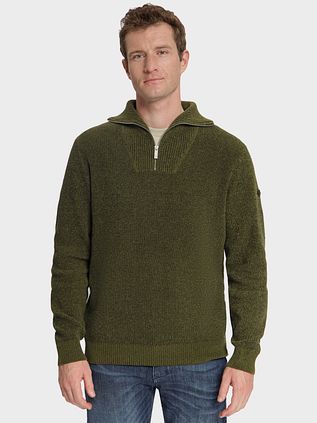 No Excess Half zip Jumper Chenille Olive