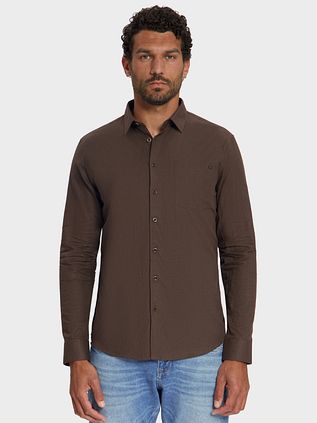 No Excess Shirt Brown Melange Flannel