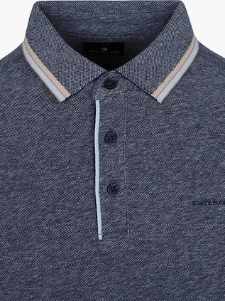 State of Art Poloshirt Tipping Cotton Linen Navy