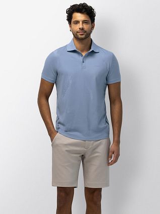 State of Art Polo Shirt Leaf Piqué Light Blue