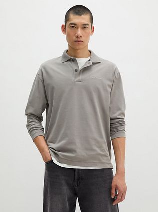 Marc O'Polo Longsleeve Heavy Poloshirt Graphite Dust