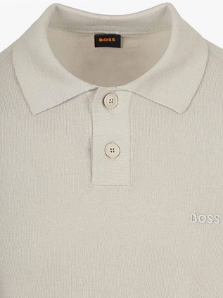 BOSS Asac Long Sleeve Polo Shirt Ecru